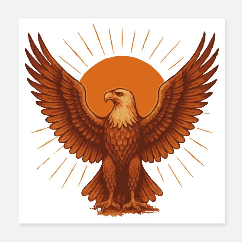 Fiery Solar Eagle Poster 8" x 8" (20x20 cm)