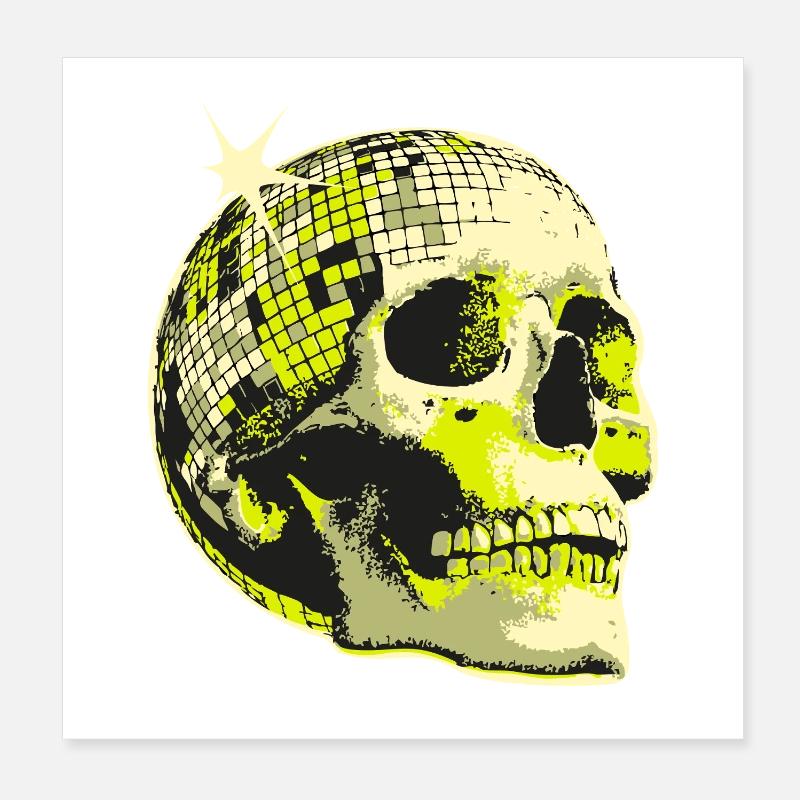 Neonhodeskalle Discokule Poster 20x20 cm