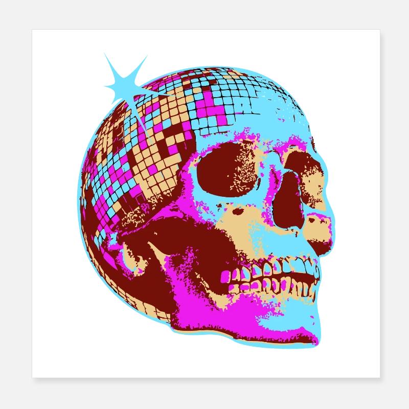 Disco Skull Mosaic Poster 8" x 8" (20x20 cm)