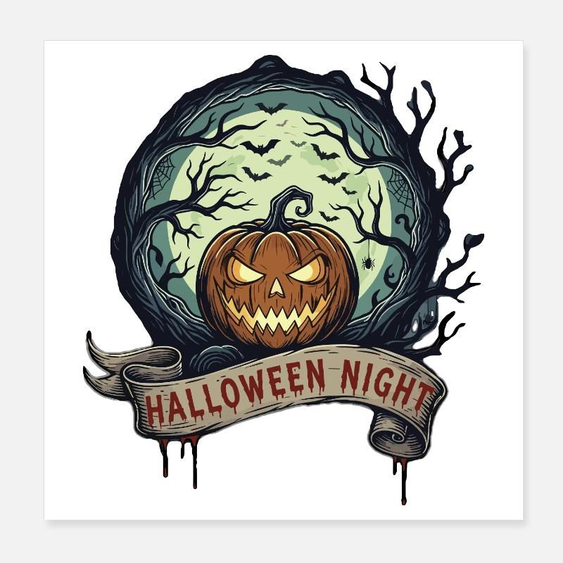 Halloween Pumpkin in the Moonlight Poster 8" x 8" (20x20 cm)