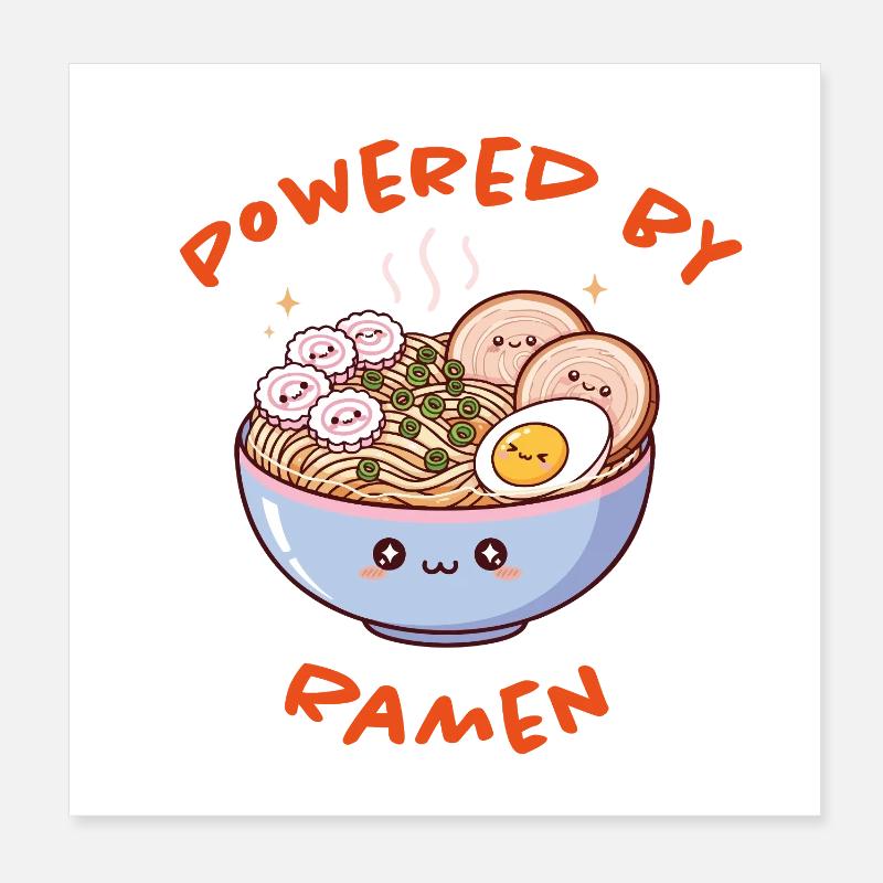Kawaii propulsé par Ramen Poster 20 x 20 cm