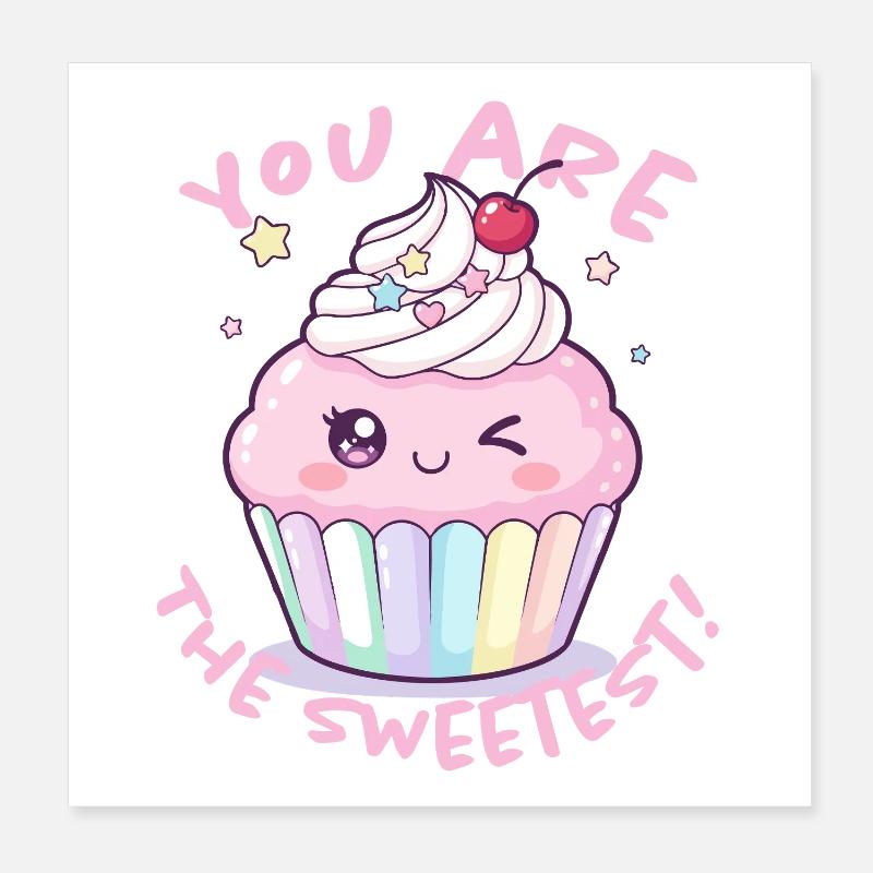 Tu es le cupcake le plus mignon - Poster 20 x 20 cm - blanc
