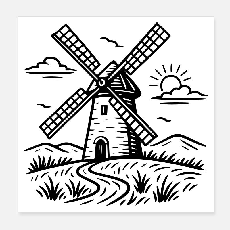 Moulin à vent Poster 20 x 20 cm