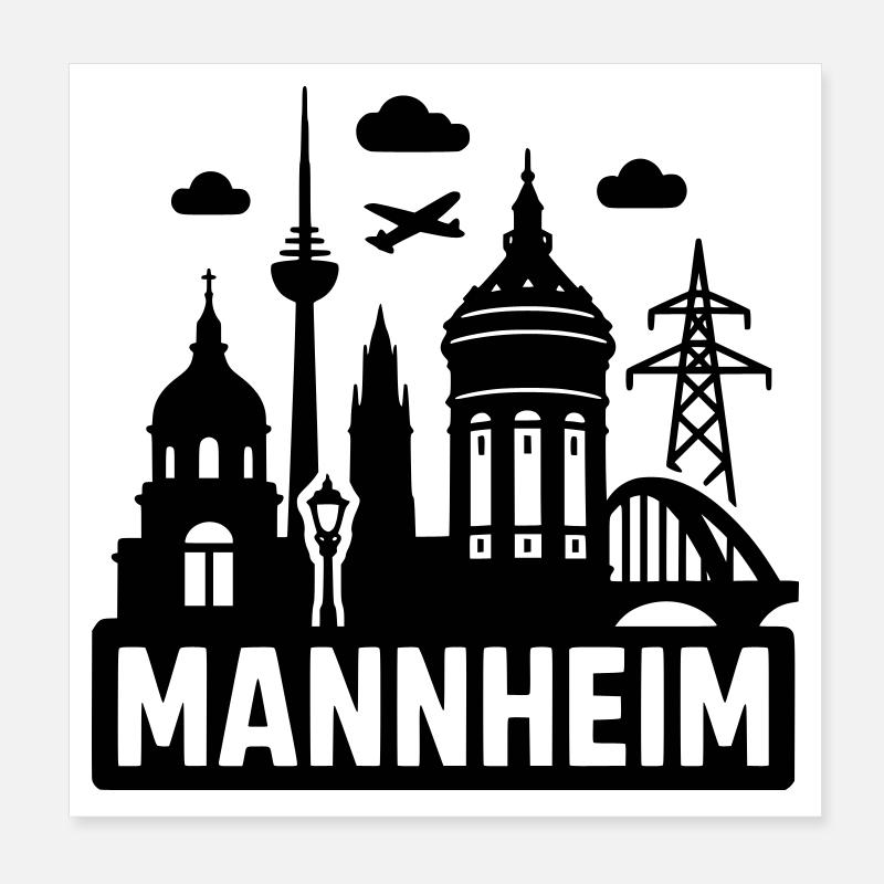 Mannheim Silhouette Poster 20x20 cm