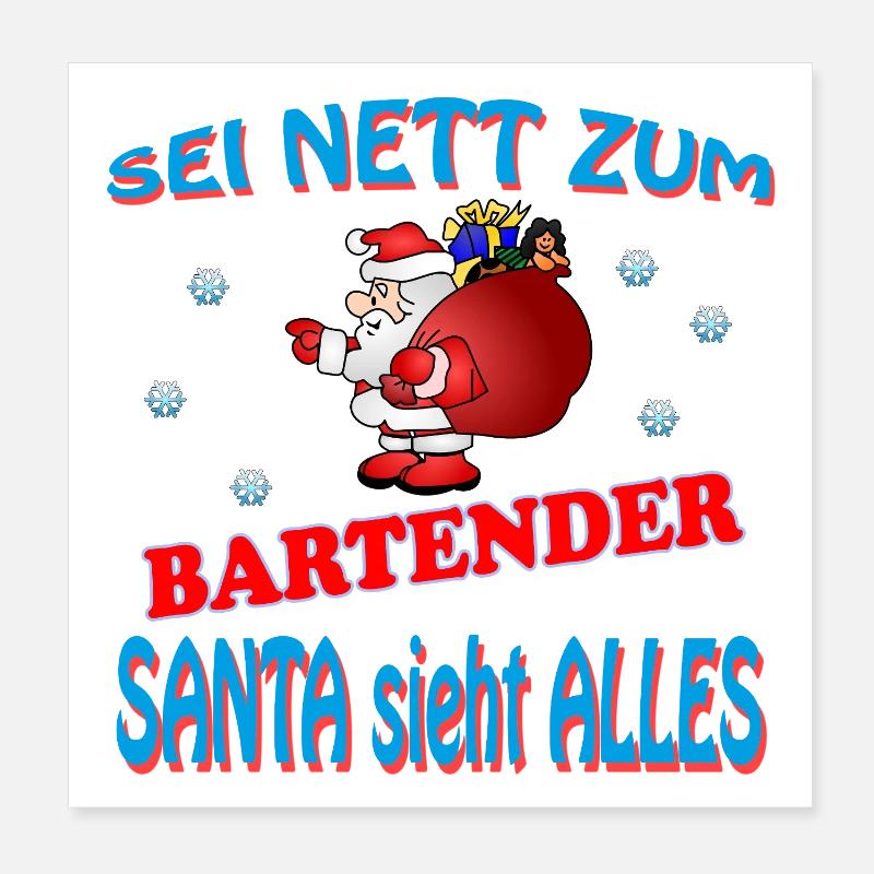 SANTA BARTENDER Poster 20x20 cm
