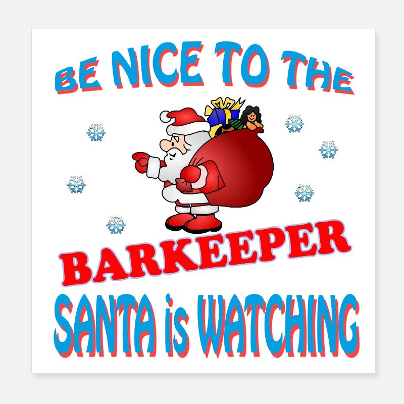SANTA BARTENDER Poster 8" x 8" (20x20 cm)