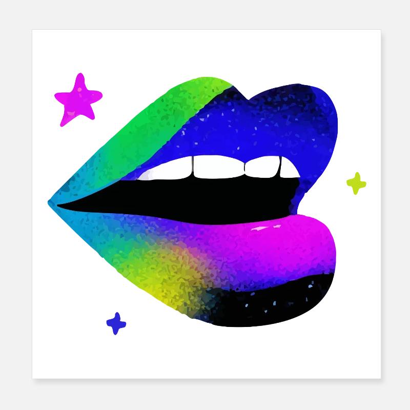 Regenbogen Lippe Graffiti Pop Art Poster 20x20 cm