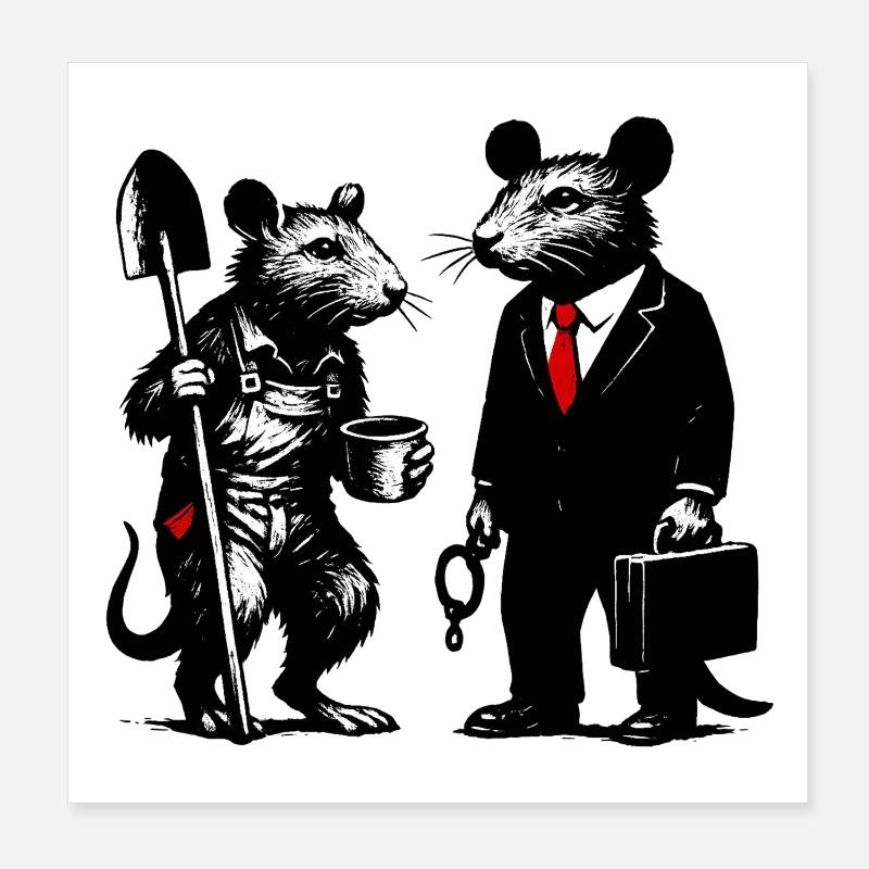 Arbeiter-Ratte und Büroratte Poster 20x20 cm