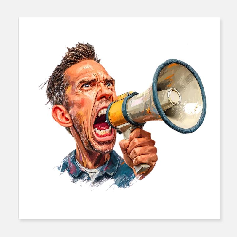 Explosion de mégaphone de l’arbitre ou du crieur de marché Poster 20 x 20 cm