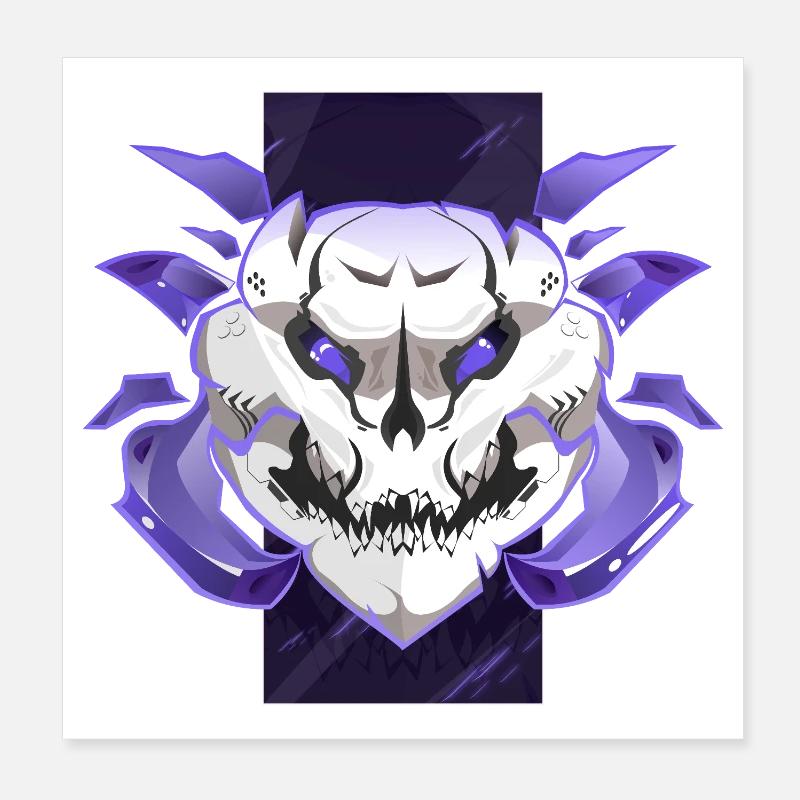 Cyber Skull – Neon Lila Design - Poster 20x20 cm - Weiß