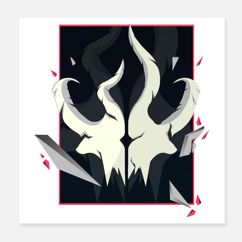 Horned Skull – Rote Akzent Edition Poster 20x20 cm