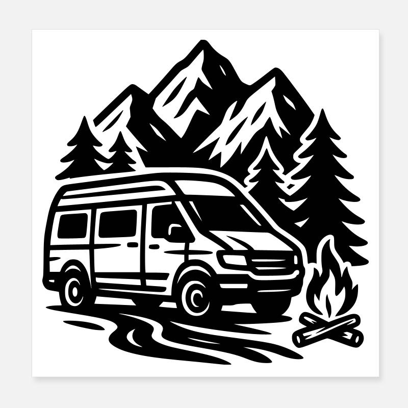 Camping Poster 20x20 cm