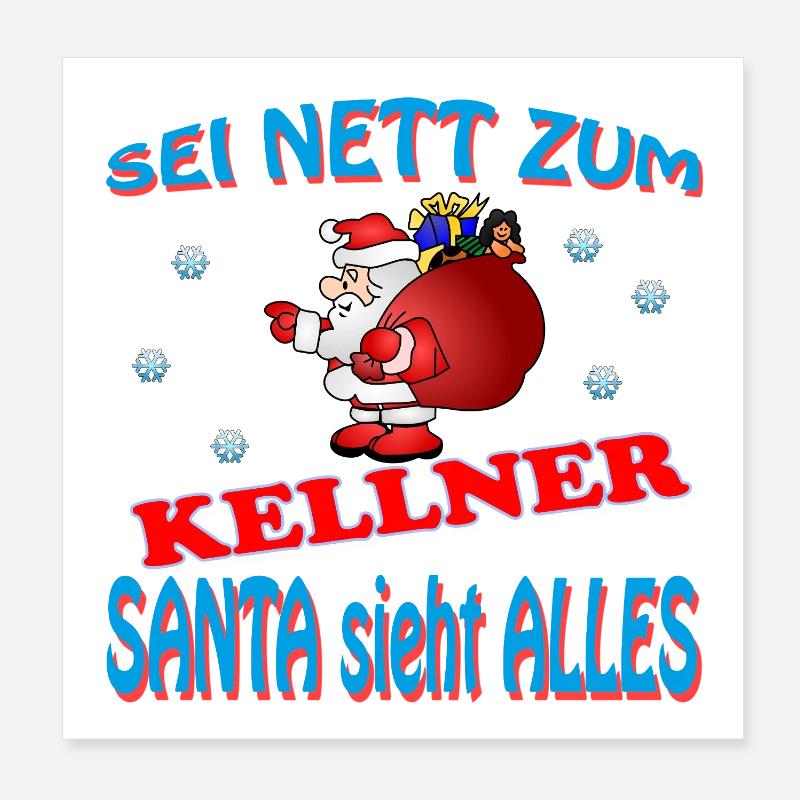 PÈRE NOËL SERVEUR Poster 20 x 20 cm