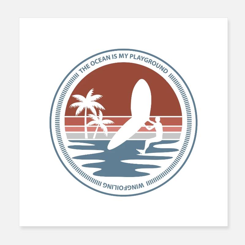 Ocean Wingfoil Motif Poster 8" x 8" (20x20 cm)