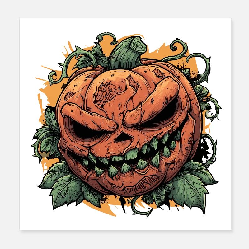 Vignes de citrouille sinistres Poster 20 x 20 cm