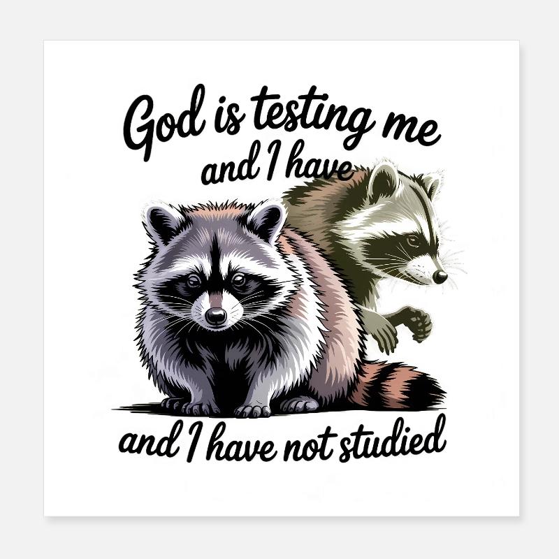 Dieu me teste et je n’ai pas étudié Poster 20 x 20 cm