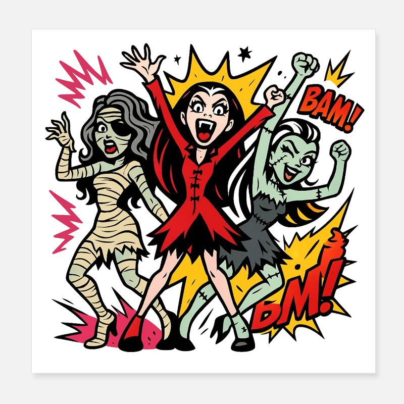 Comic-Horror Monstertanz Poster 20x20 cm