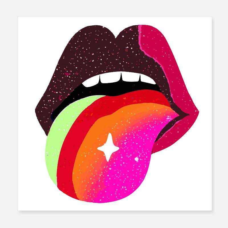 Prismatic Tongue Pop Lips Poster 8" x 8" (20x20 cm)