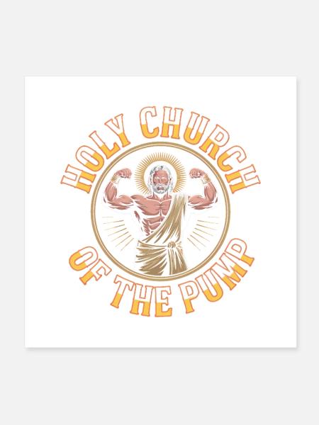 Sanctifiés soient tes gains - Funny Jesus Gym Meme - Poster 20 x 20 cm - blanc - Devant