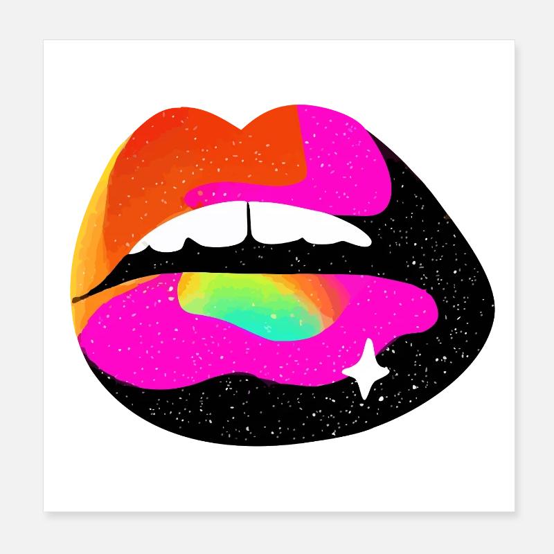 Rainbow Lip Pop Art Poster 8" x 8" (20x20 cm)