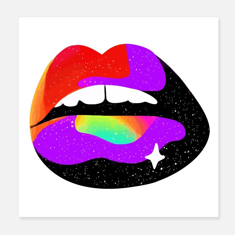 Cosmic Rainbow Lips Poster 8" x 8" (20x20 cm)
