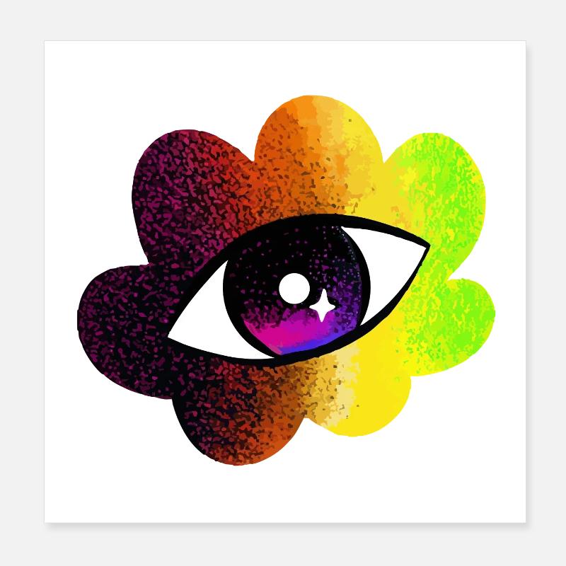 Arc en ciel Fleur Art psychédélique Poster 20 x 20 cm