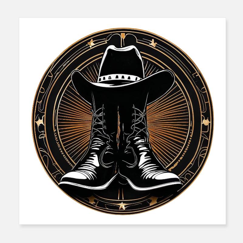 Cowboy boots in circle pattern Poster 8" x 8" (20x20 cm)