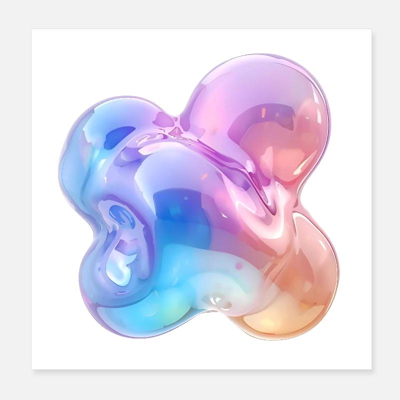 Glossy Pastel Abstract Bubble Design Poster 8" x 8" (20x20 cm)