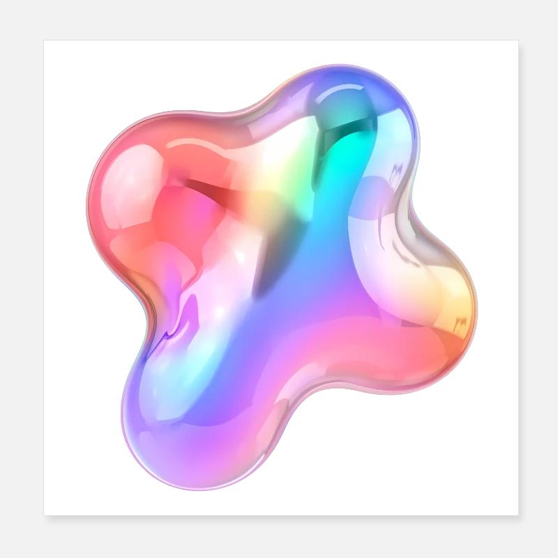 Regenbogen Glänzendes abstraktes Blob-Design Poster 20x20 cm