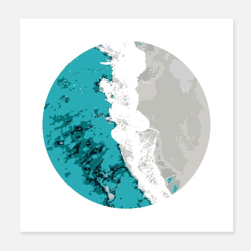 Split Earth Teal Mond Poster 20x20 cm