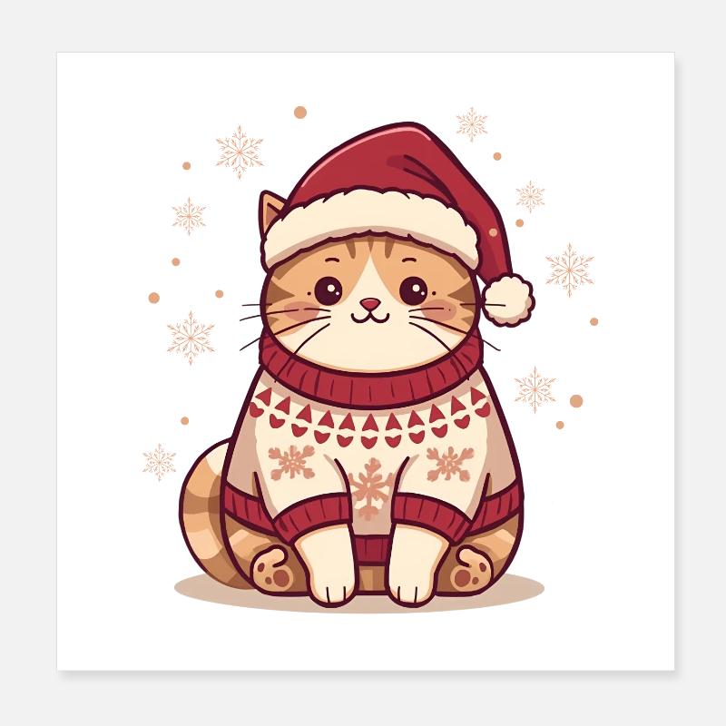 Conception de pull de Noël confortable pour chat Poster 20 x 20 cm