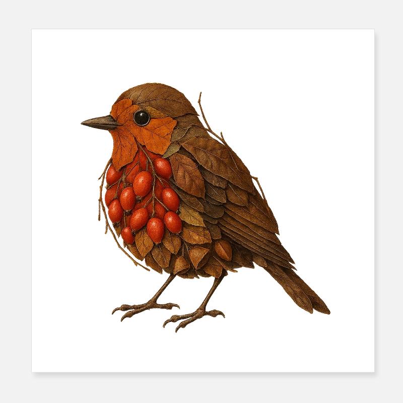 L’illustration de Robin dans le design de la nature Poster 20 x 20 cm