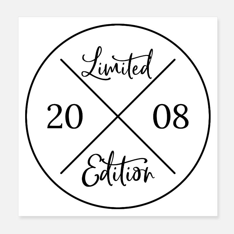 Limited edition 2008 - 18. Geburtstag Geschenk - Poster 20x20 cm - Weiß