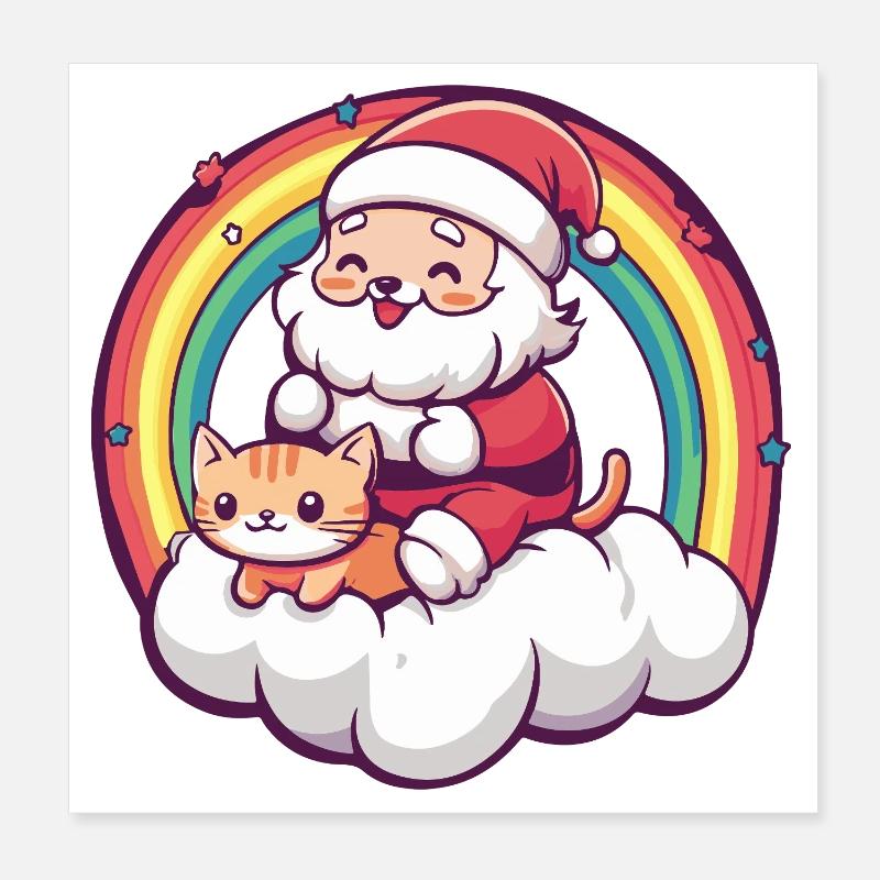 Katze Weihnachtsmann Weihnachten Poster 20x20 cm