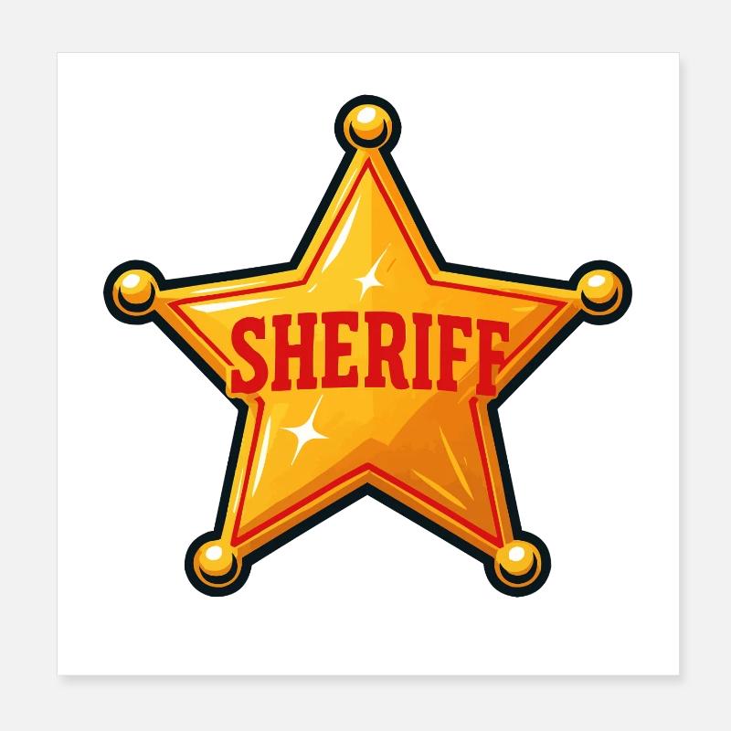 Sheriff Star Illustration Poster 20x20 cm