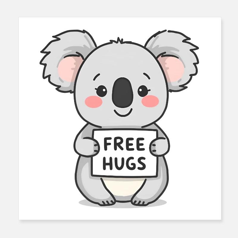 Câlins gratuits mignons Koala - Poster 20 x 20 cm - blanc
