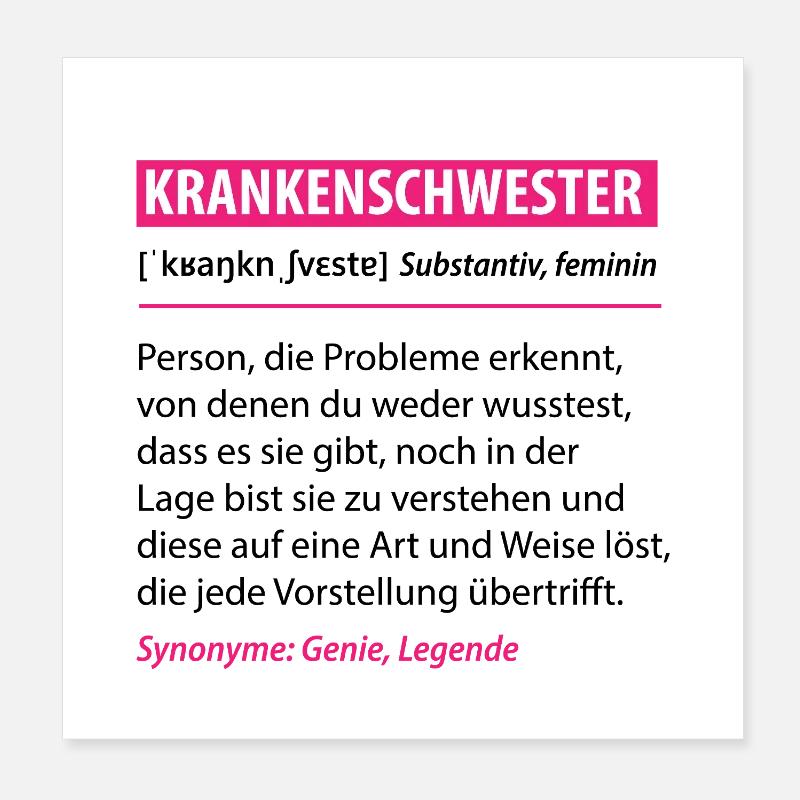 Funny Nurse Profession Definition Gift Poster 8" x 8" (20x20 cm)