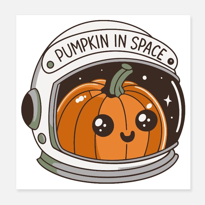 Pumpkin in Space Poster 8" x 8" (20x20 cm)