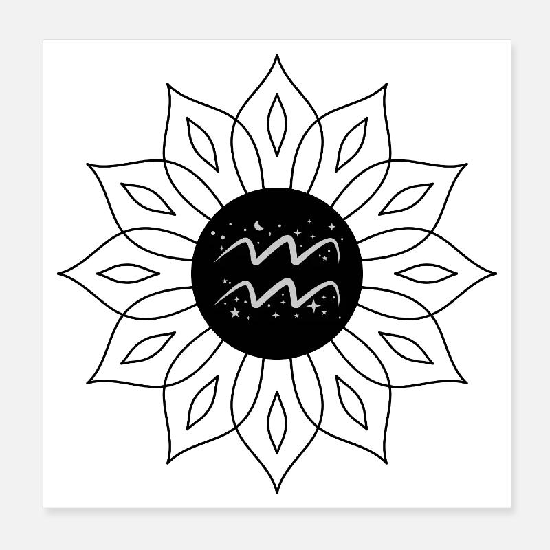 Verseau vagues Célestes et Étoiles Poster 20 x 20 cm