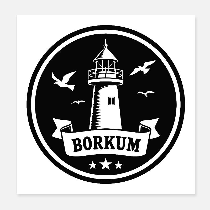 Leuchtturm Borkum Maritimes Emblem Poster 20x20 cm