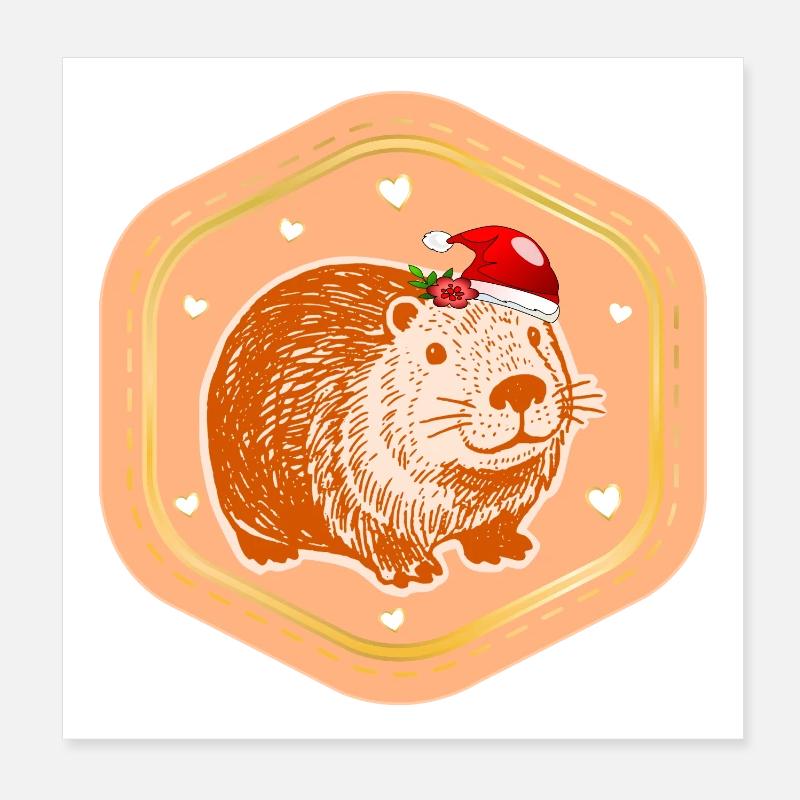 CHRISTMAS CAPYBARA ST. NICHOLAS Poster 8" x 8" (20x20 cm)