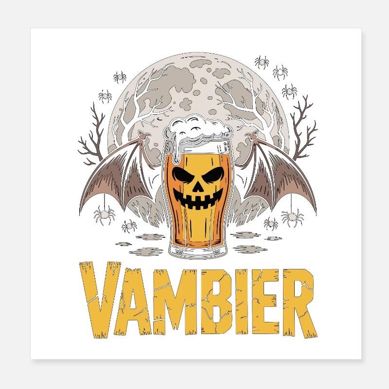 Vampir Bier-Motiv unter Mondschein Poster 20x20 cm