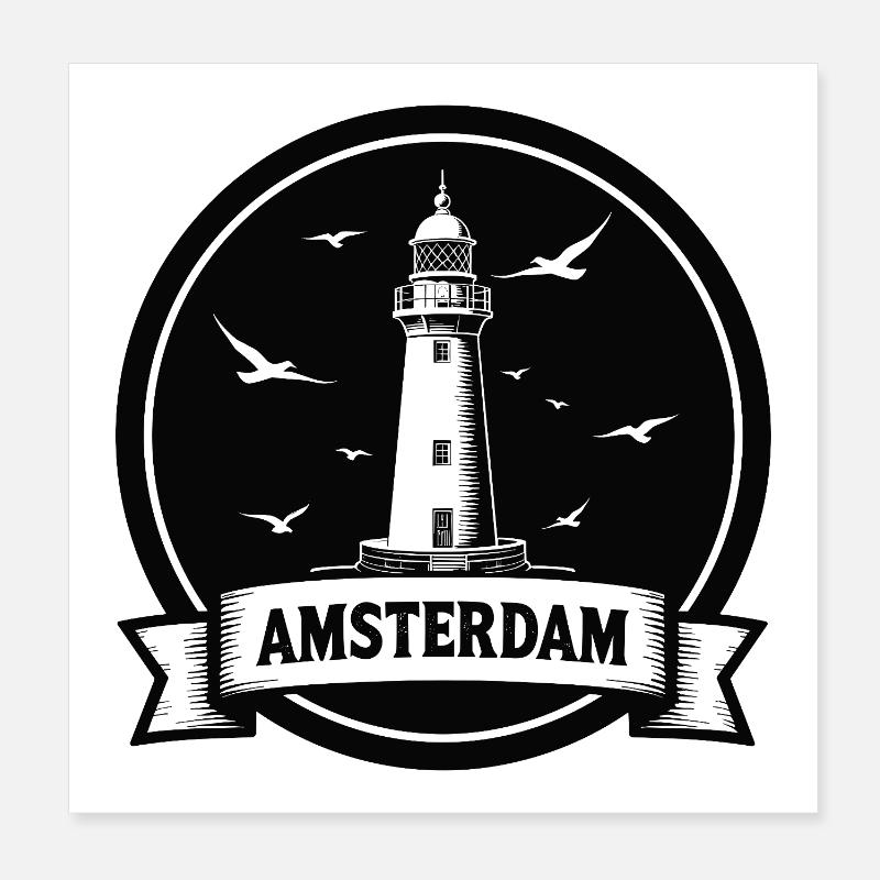 Amsterdam Maritimes Lighthouse Poster 8" x 8" (20x20 cm)