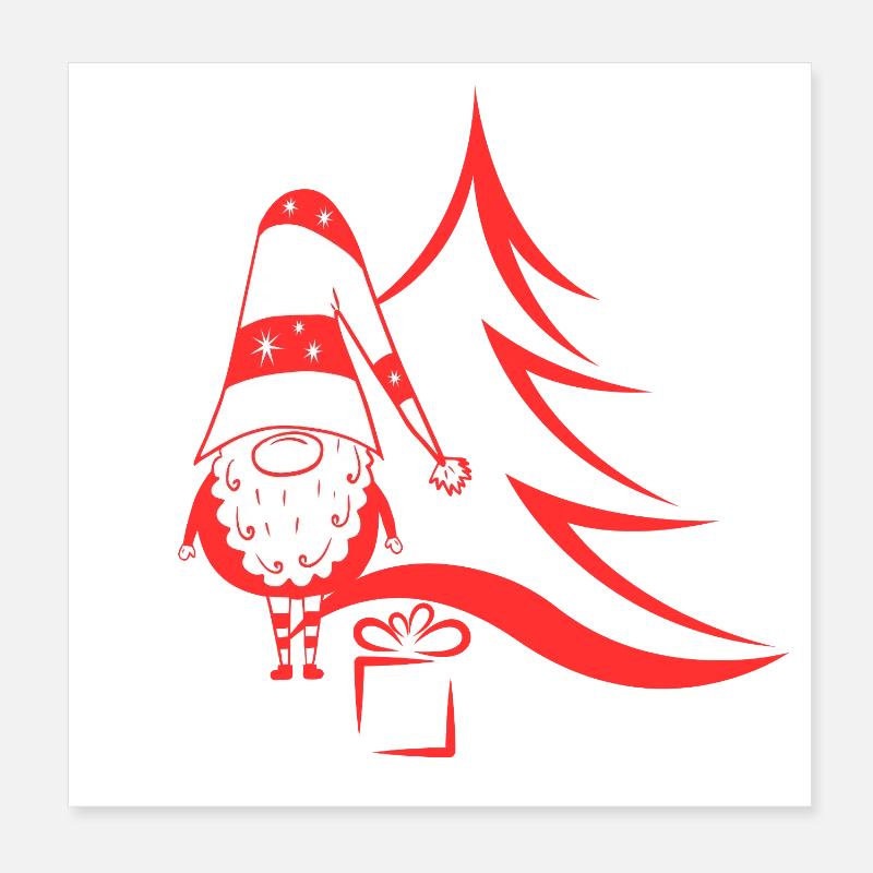 Gnome de Noël rouge Poster 20 x 20 cm