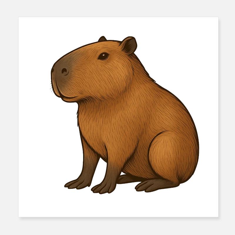 Warm Capibara Portrait Poster 8" x 8" (20x20 cm)