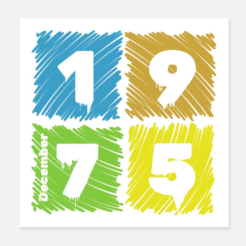 50th Birthday Colored Patches since 12/1975 Poster 8" x 8" (20x20 cm)