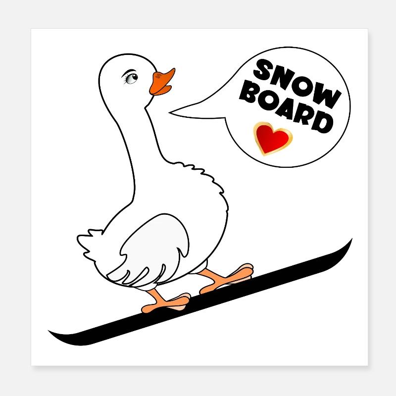 WINTER GOOSE SNOWBOARD LOVE Poster 20 x 20 cm