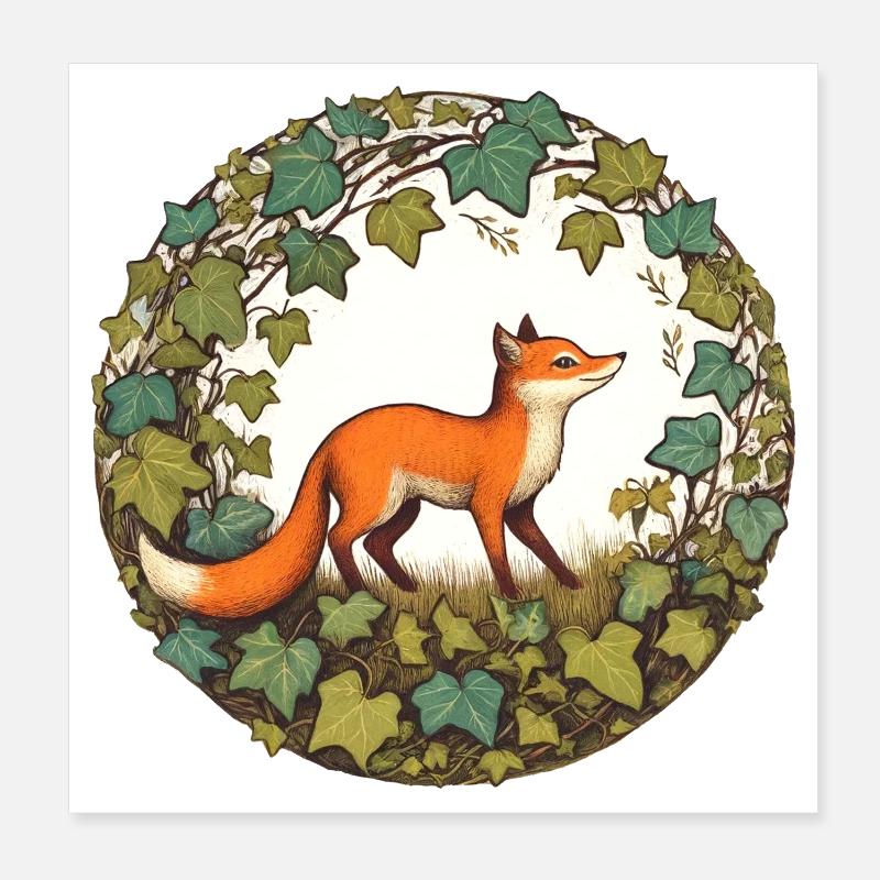 Renard dans Ivy Circle Poster 20 x 20 cm