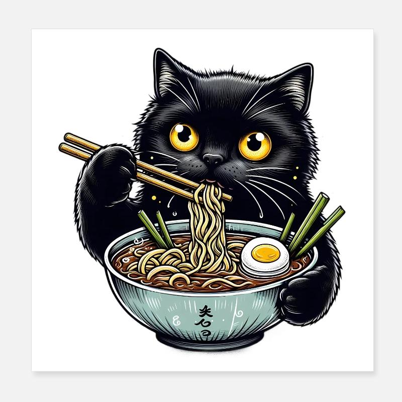 Ramen Chat Noir Poster 20 x 20 cm