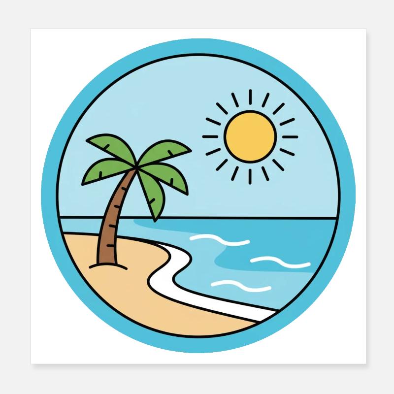 Île ensoleillée sur la plage de sable Poster 20 x 20 cm